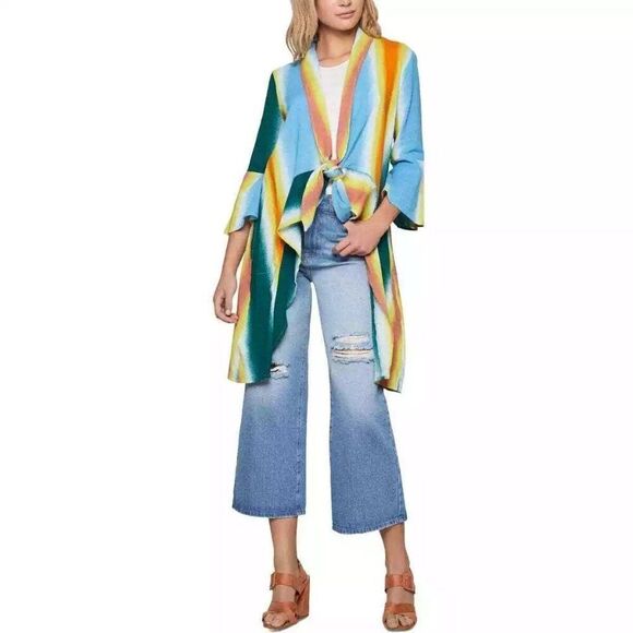 BCBGeneration Kimono Multi Striped Tie Front Size XS /Sm - Picture 1 of 15